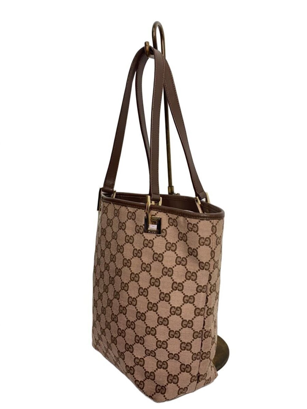 Gucci monogram Tote beige iconic brown Bag GG Canvas Tan Brown